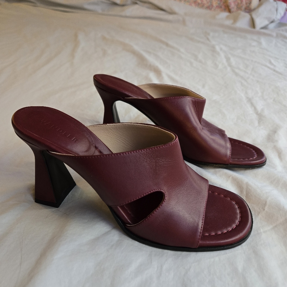 Wandler Women's IT 39 US 8 Marie Burgundy cutout lambskin sandals
